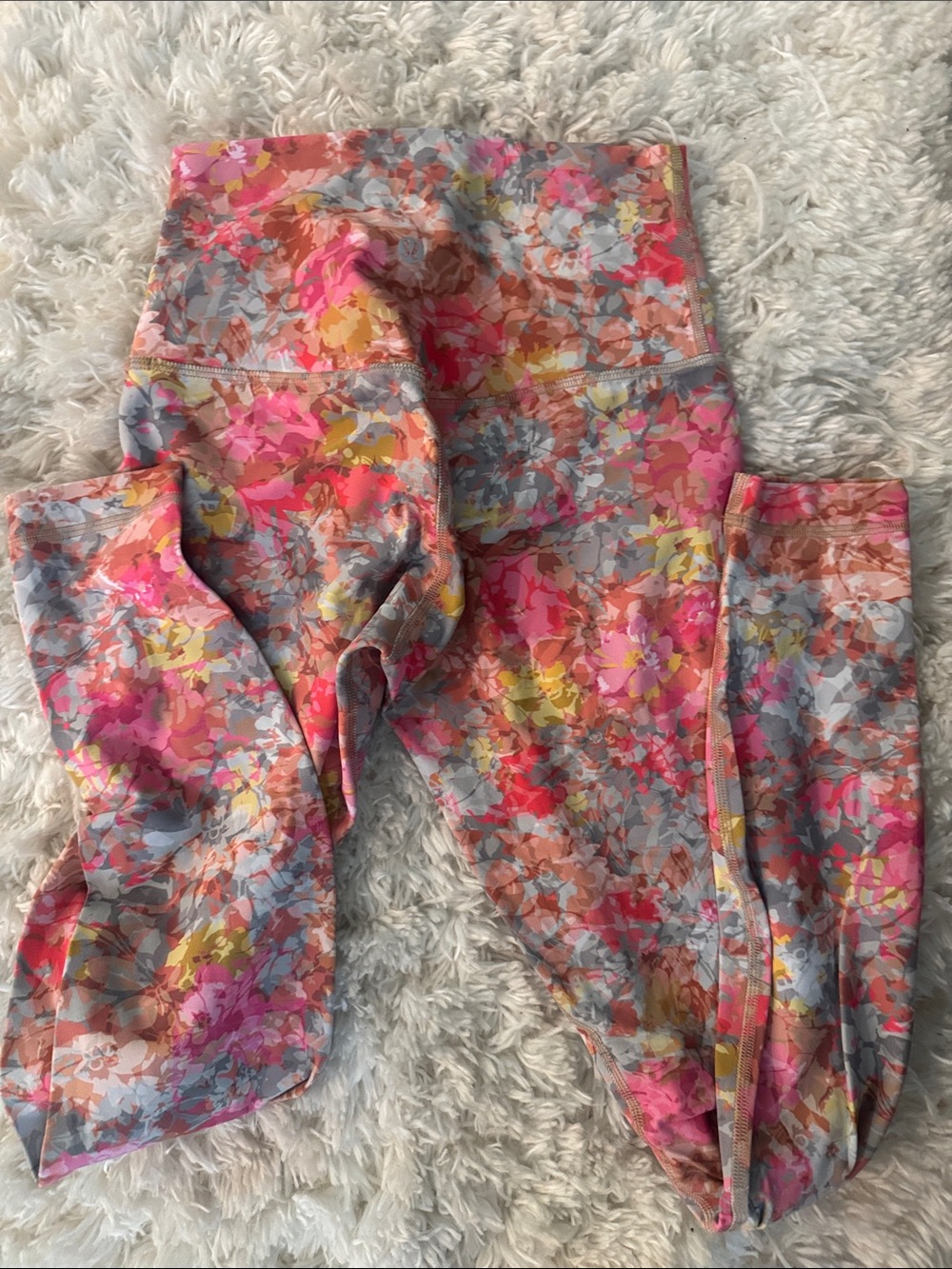 lululemon athletica Floral Multicolor Leggings - Pink, Yellow, Gray